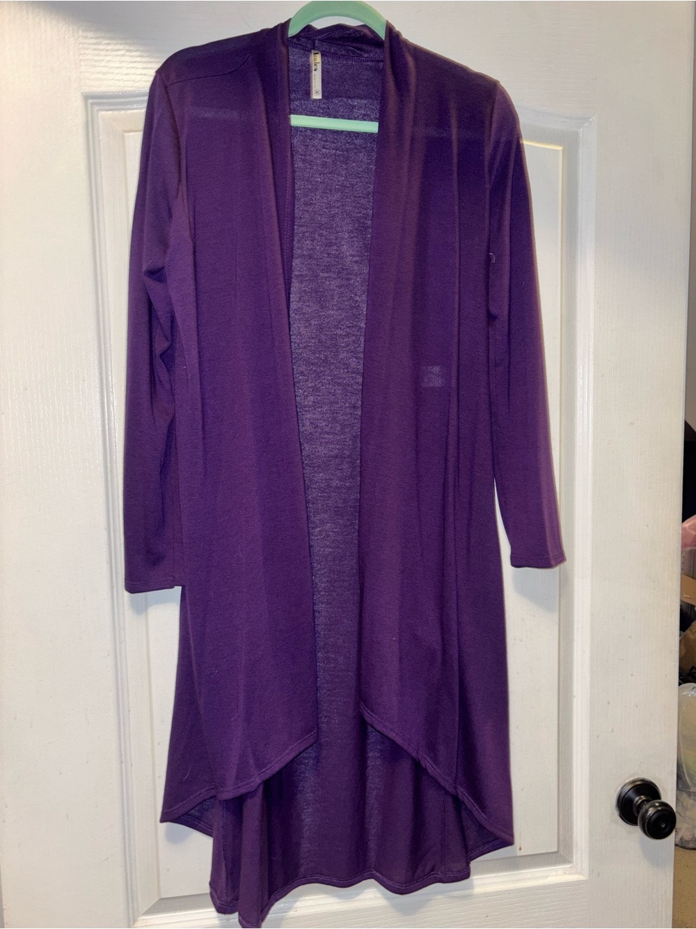 Azules Purple Draped Open Front Cardigan XL Lightweight Long Sleeve Layering - Picture 6 of 7